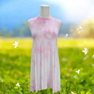 Nordstrom Pink Tie Dye Sleeveless Swing Dress Casual Travel Cottagecore Women L